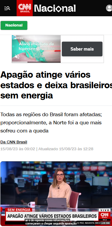 CNN Brasil — Apagão atinge vários estados e deixa brasileiros sem energia