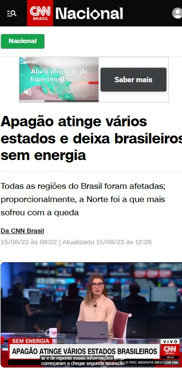 CNN Brasil — Apagão atinge vários estados e deixa brasileiros sem energia